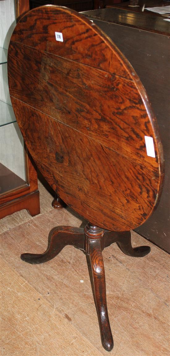 18th century circular oak tripod table